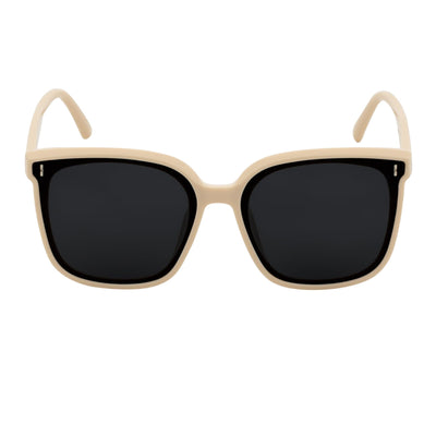 KARA - Polarized Womens Oversize Square Cat Eye Sunglasses Creme Smoke