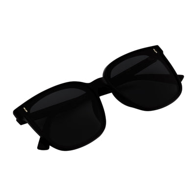KARA - Polarized Womens Oversize Square Cat Eye Sunglasses Gloss Black Smoke