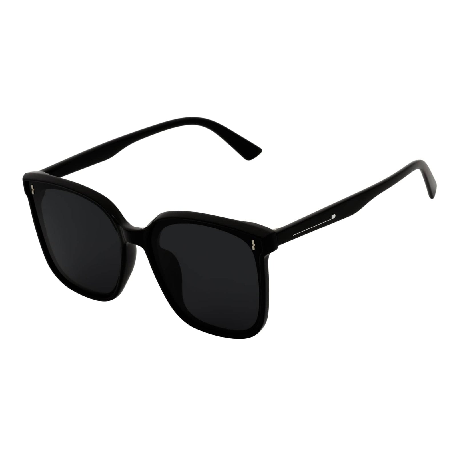 KARA - Polarized Womens Oversize Square Cat Eye Sunglasses Gloss Black Smoke