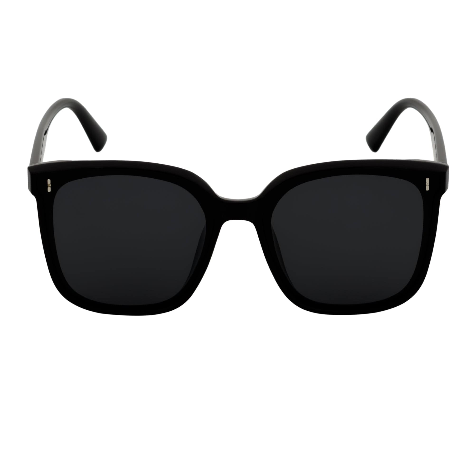 KARA - Polarized Womens Oversize Square Cat Eye Sunglasses Gloss Black Smoke