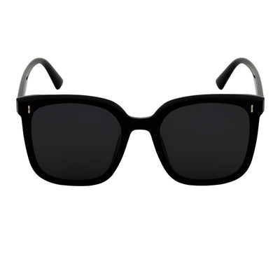 KARA - Polarized Womens Oversize Square Cat Eye Sunglasses Gloss Black Smoke