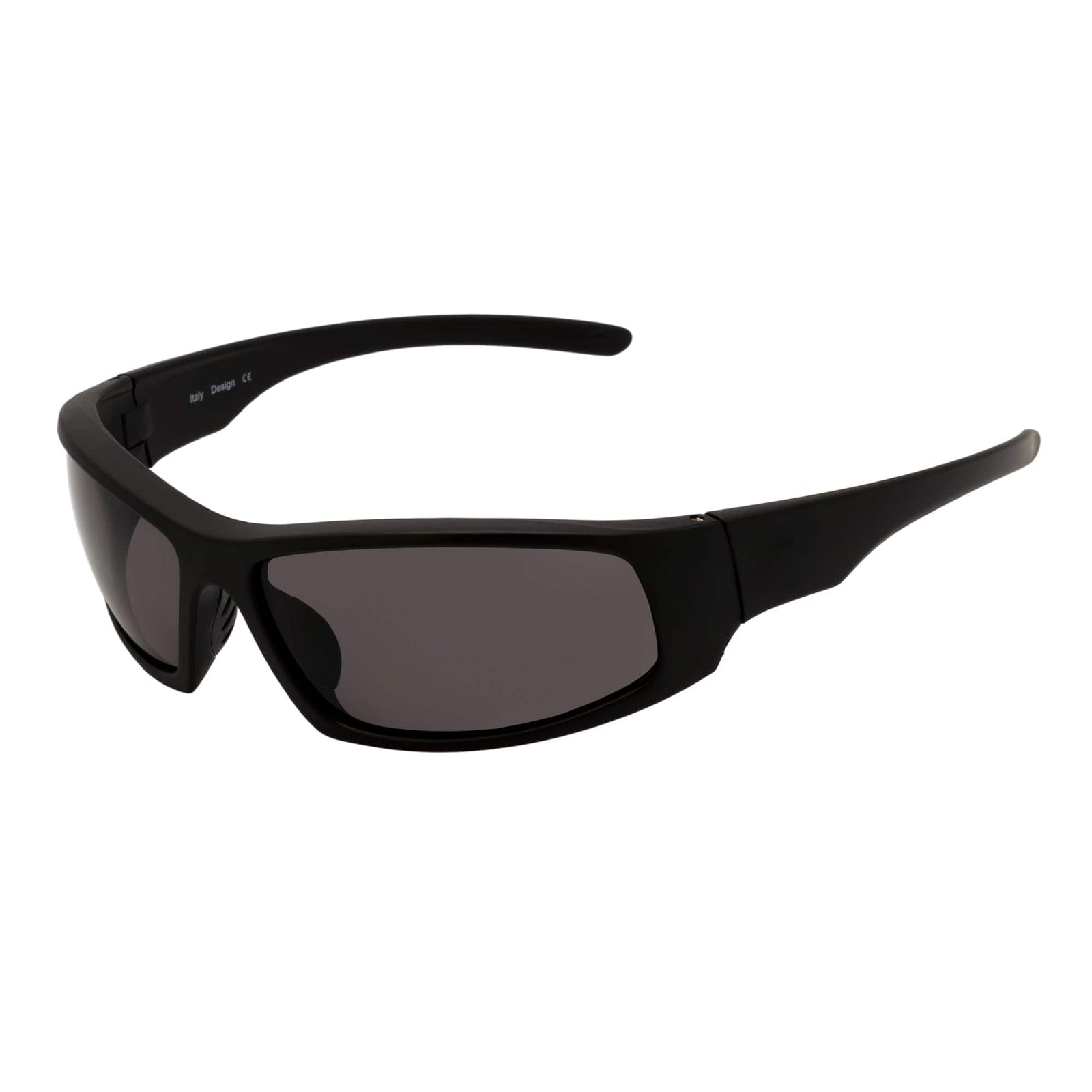 KASTOR - Modern Rectangle Sports Wraparound Sunglasses Matte Black Smoke
