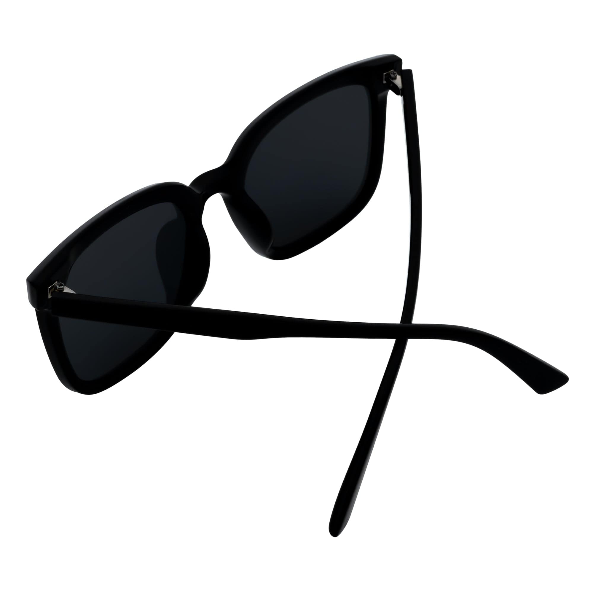 KATE - Womens Polarized Oversize Square Cat - Eye Sunglasses Black Smoke