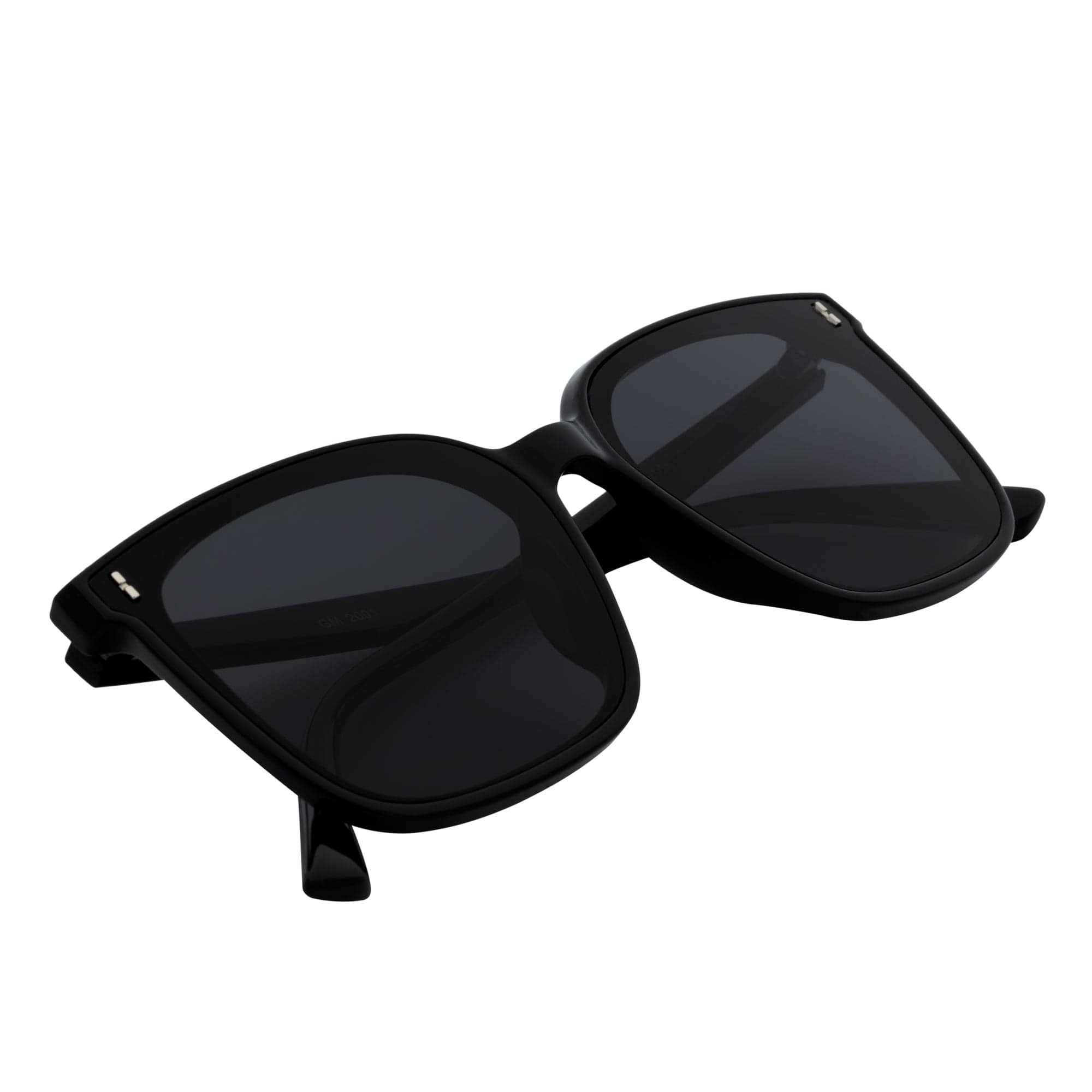 KATE - Womens Polarized Oversize Square Cat - Eye Sunglasses Black Smoke