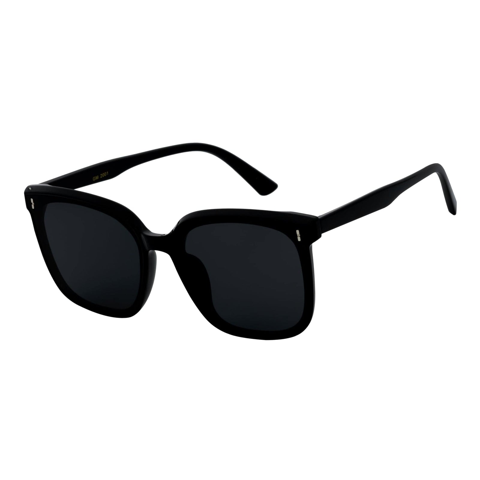 KATE - Womens Polarized Oversize Square Cat - Eye Sunglasses Black Smoke