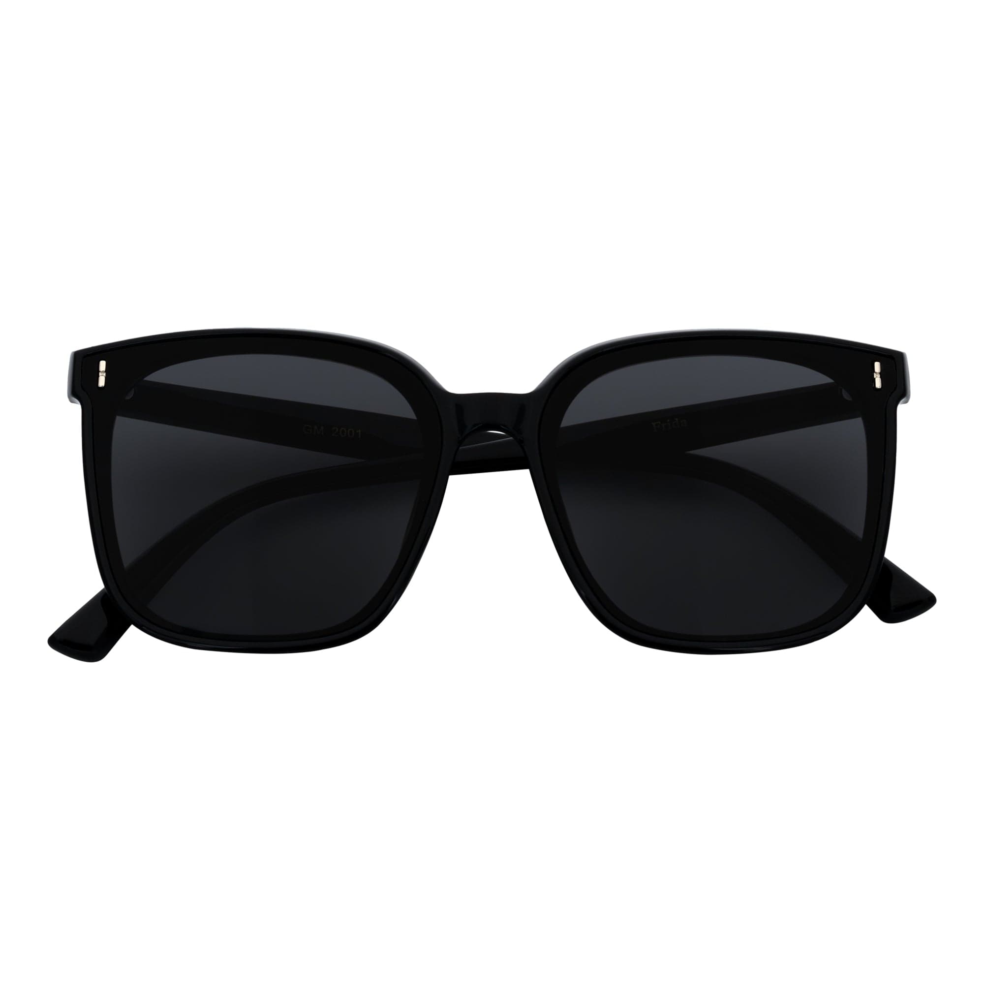 KATE - Womens Polarized Oversize Square Cat - Eye Sunglasses Black Smoke