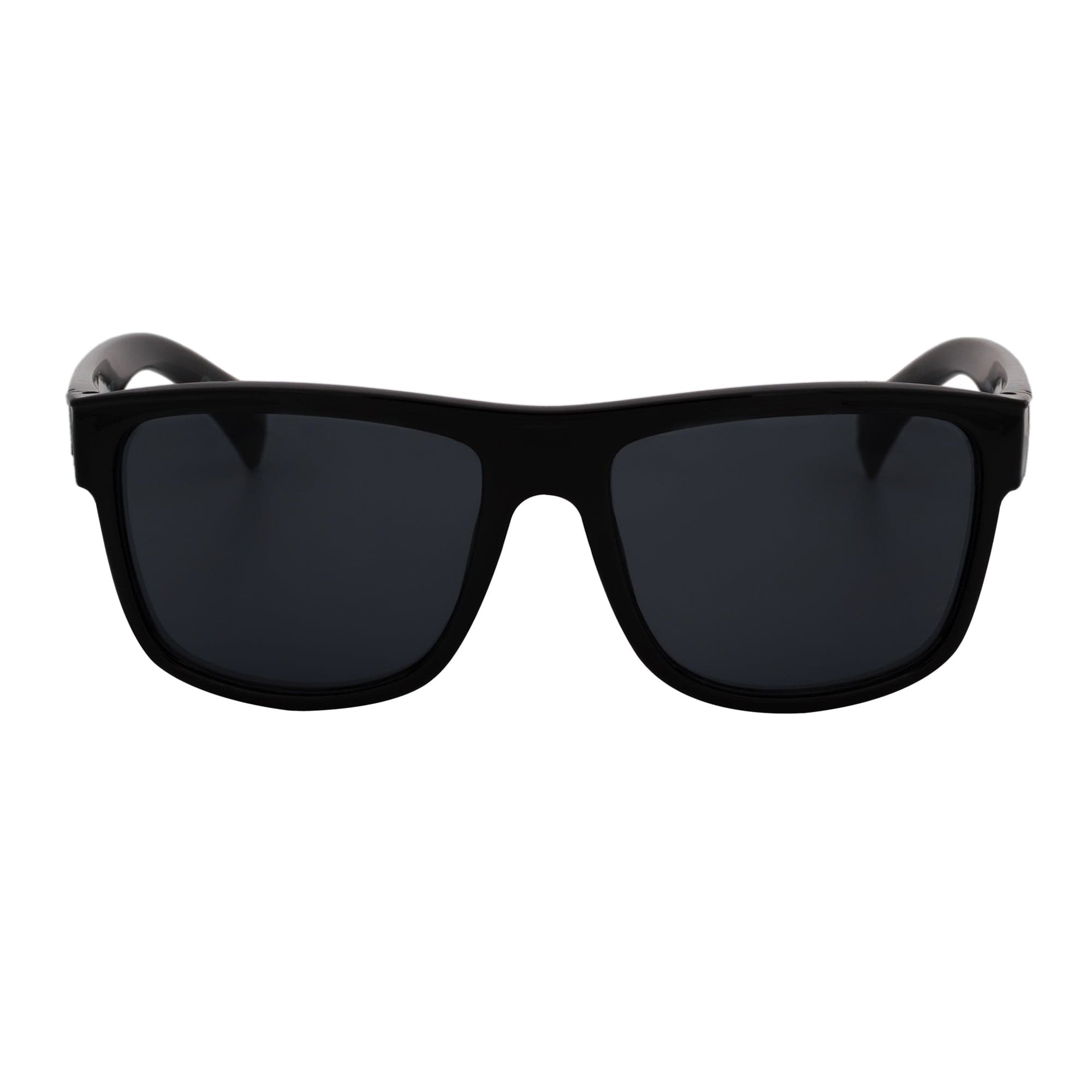 KENT - Modern Flat Top Horn Rimmed Sunglasses Gloss Black Dark Smoke Tint