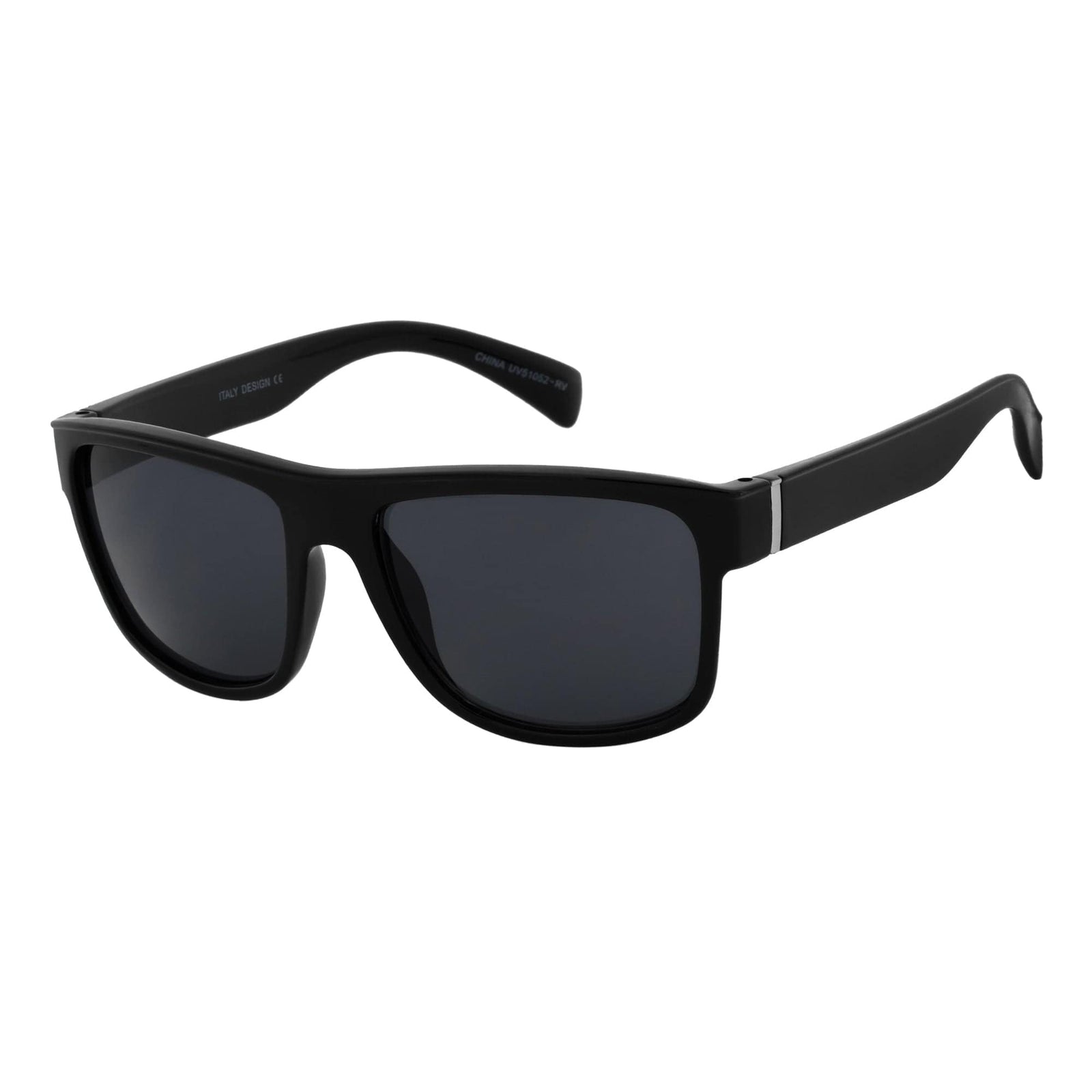KENT - Modern Flat Top Horn Rimmed Sunglasses Gloss Black Dark Smoke Tint