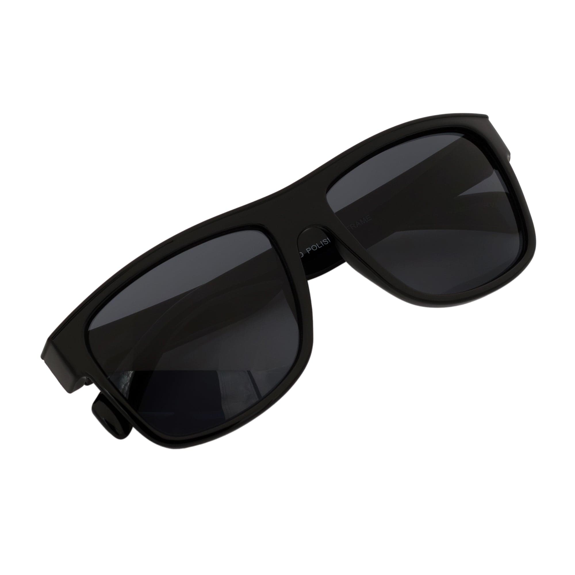 KENT - Modern Flat Top Horn Rimmed Sunglasses Gloss Black Dark Smoke Tint