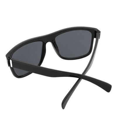 KENT - Modern Flat Top Horn Rimmed Sunglasses Gloss Black Dark Smoke Tint