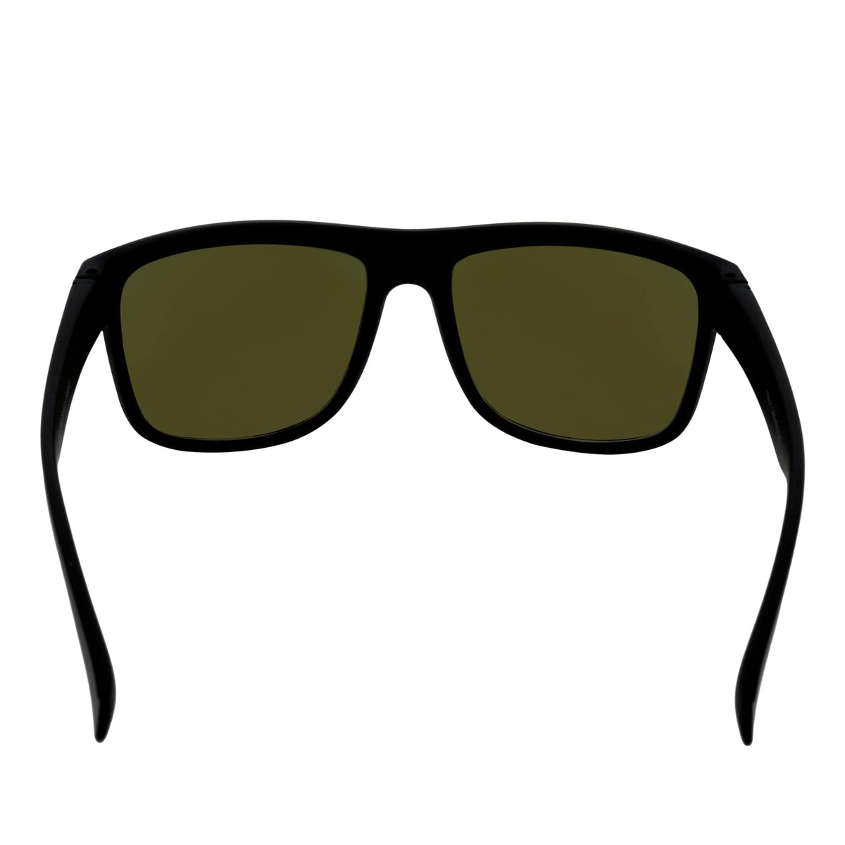 KENT - Modern Flat Top Horn Rimmed Sunglasses Matte Black Blue Mirror