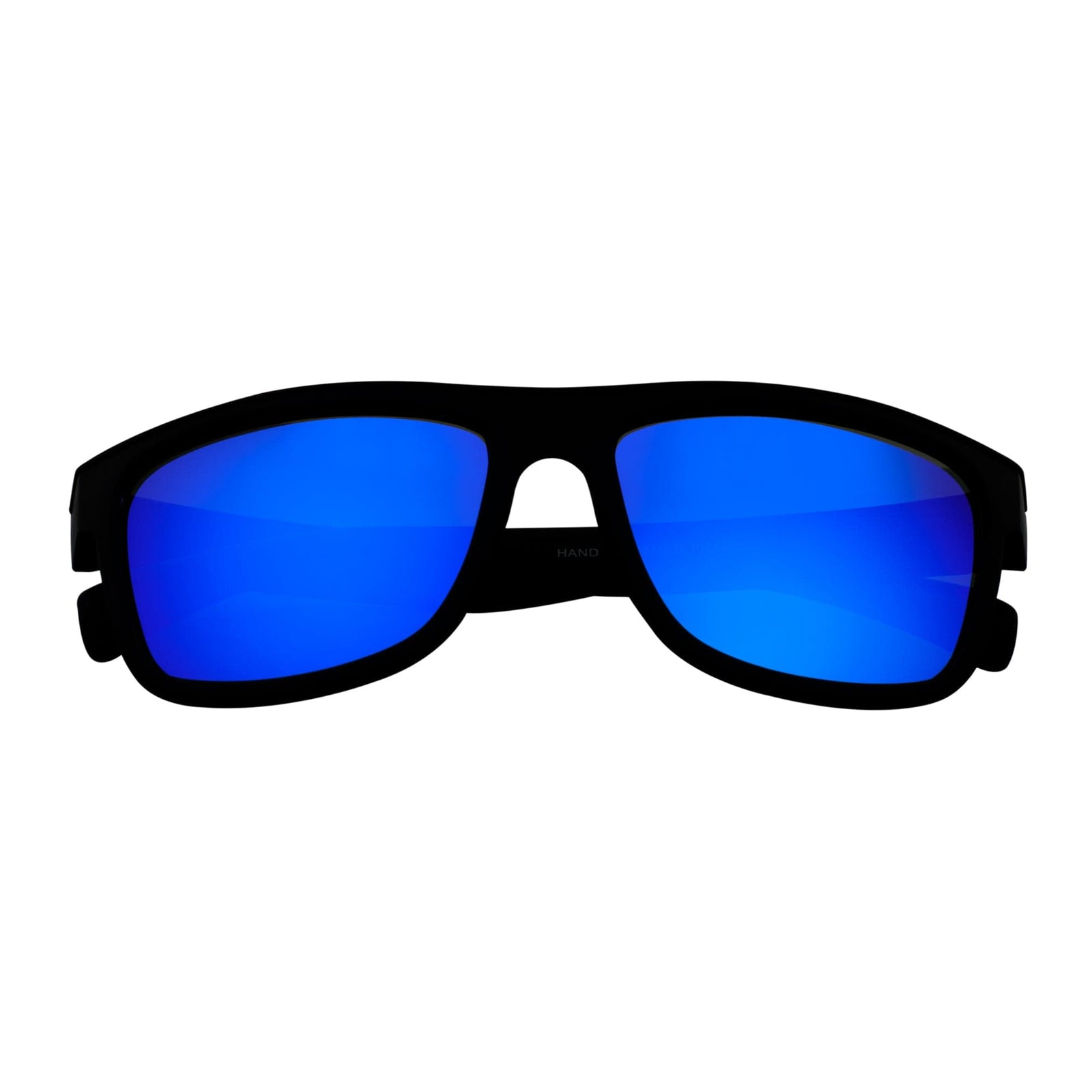 KENT - Modern Flat Top Horn Rimmed Sunglasses Matte Black Blue Mirror
