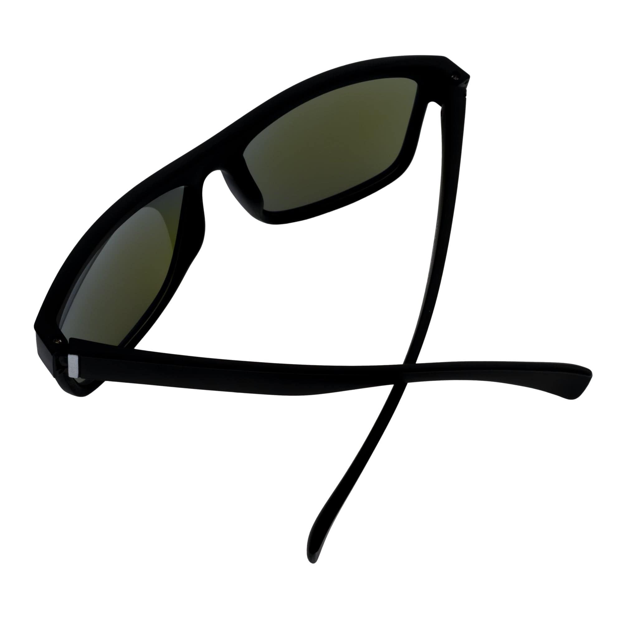 KENT - Modern Flat Top Horn Rimmed Sunglasses Matte Black Blue Mirror