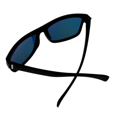 KENT - Modern Flat Top Horn Rimmed Sunglasses Matte Black Orange Mirror