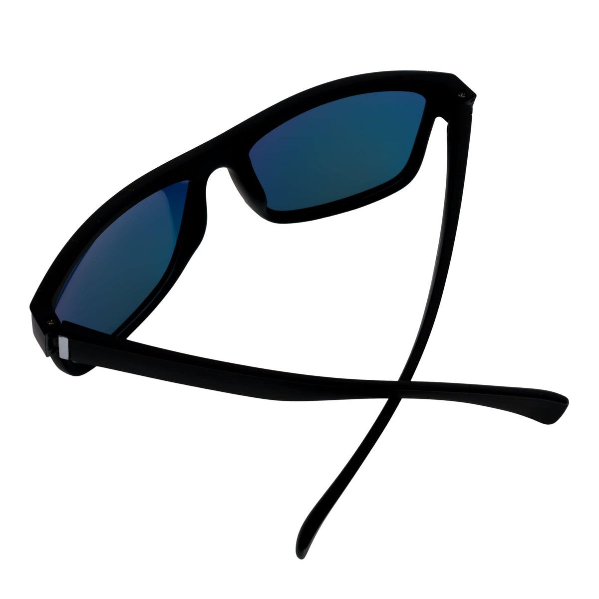 KENT - Modern Flat Top Horn Rimmed Sunglasses Matte Black Orange Mirror