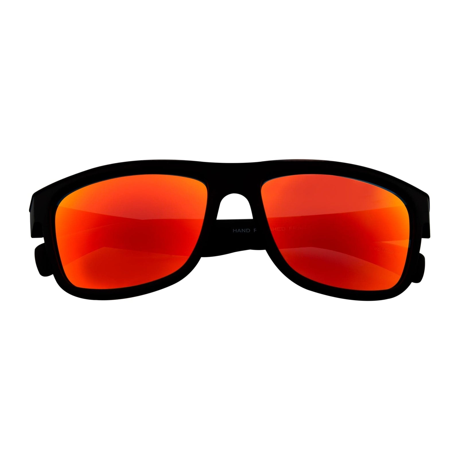 KENT - Modern Flat Top Horn Rimmed Sunglasses Matte Black Orange Mirror