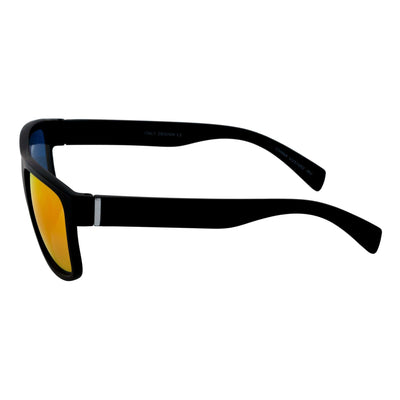 KENT - Modern Flat Top Horn Rimmed Sunglasses Matte Black Orange Mirror