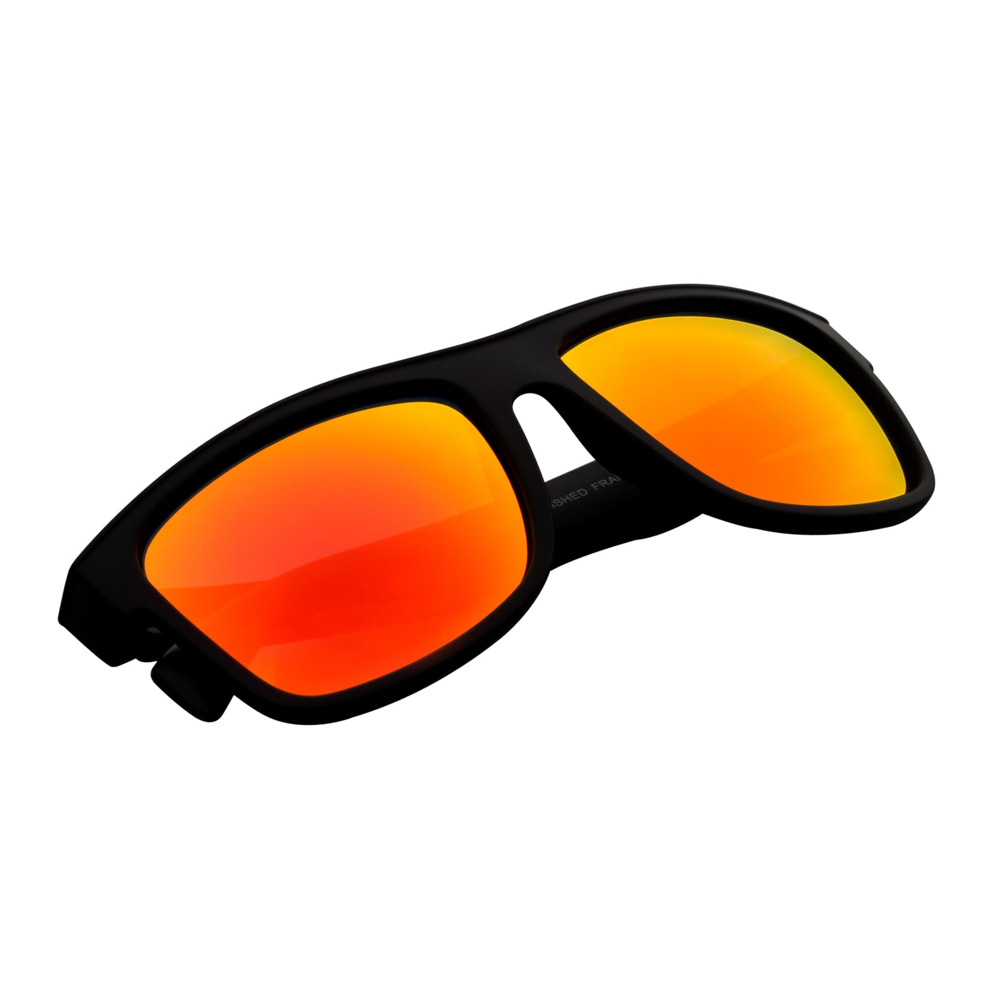 KENT - Modern Flat Top Horn Rimmed Sunglasses Matte Black Orange Mirror