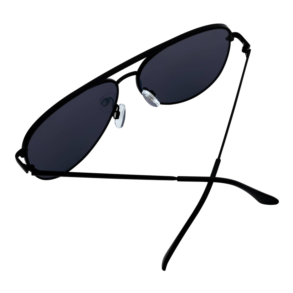 KEY - Oversize Large Flat Lens Metal Aviator Sunglasses Black Silver Mirror