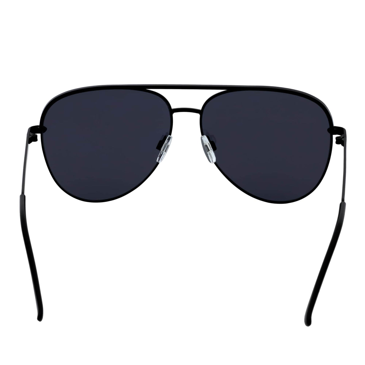 KEY - Oversize Large Flat Lens Metal Aviator Sunglasses Black Silver Mirror