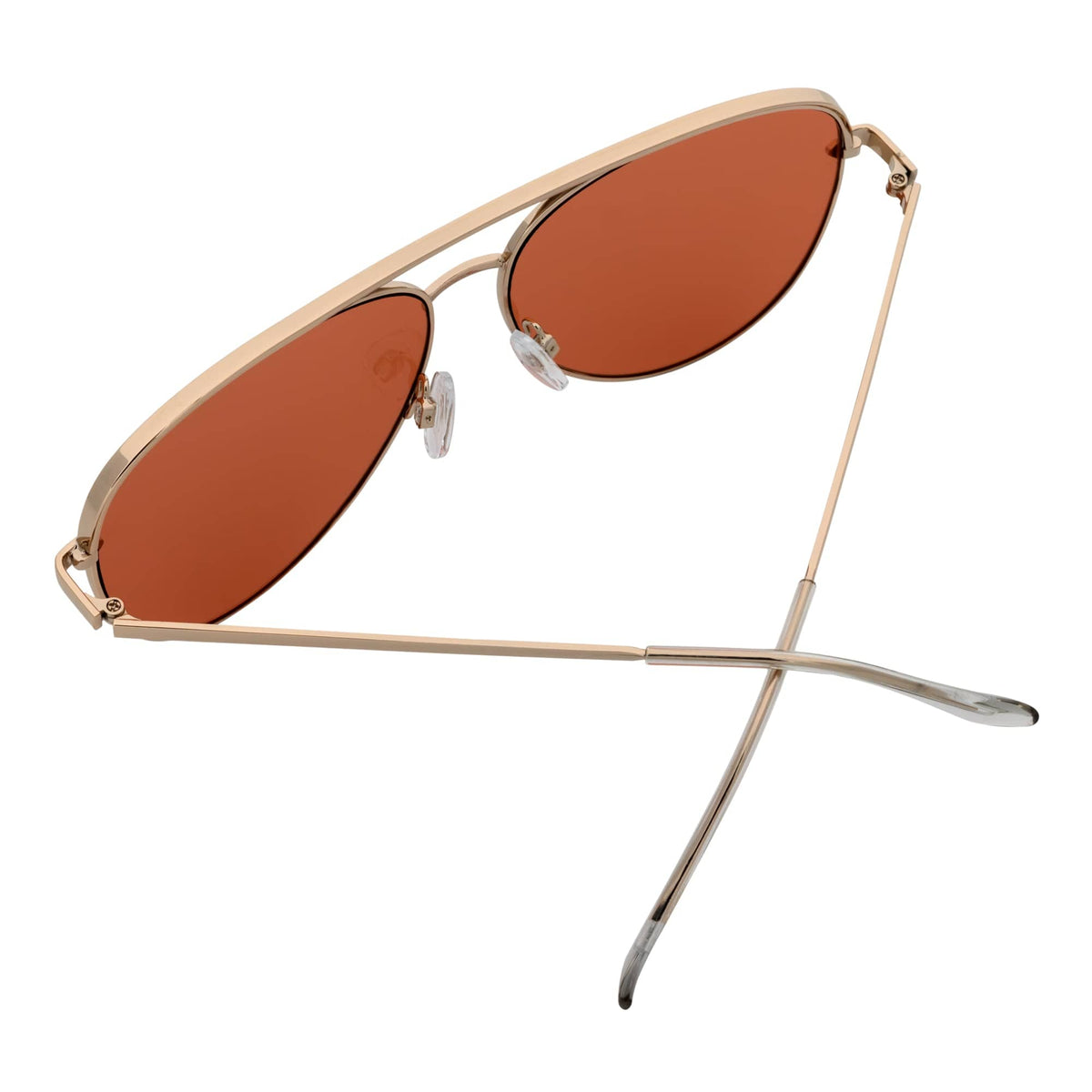 KEY - Oversize Large Flat Lens Metal Aviator Sunglasses Gold Peach Tint