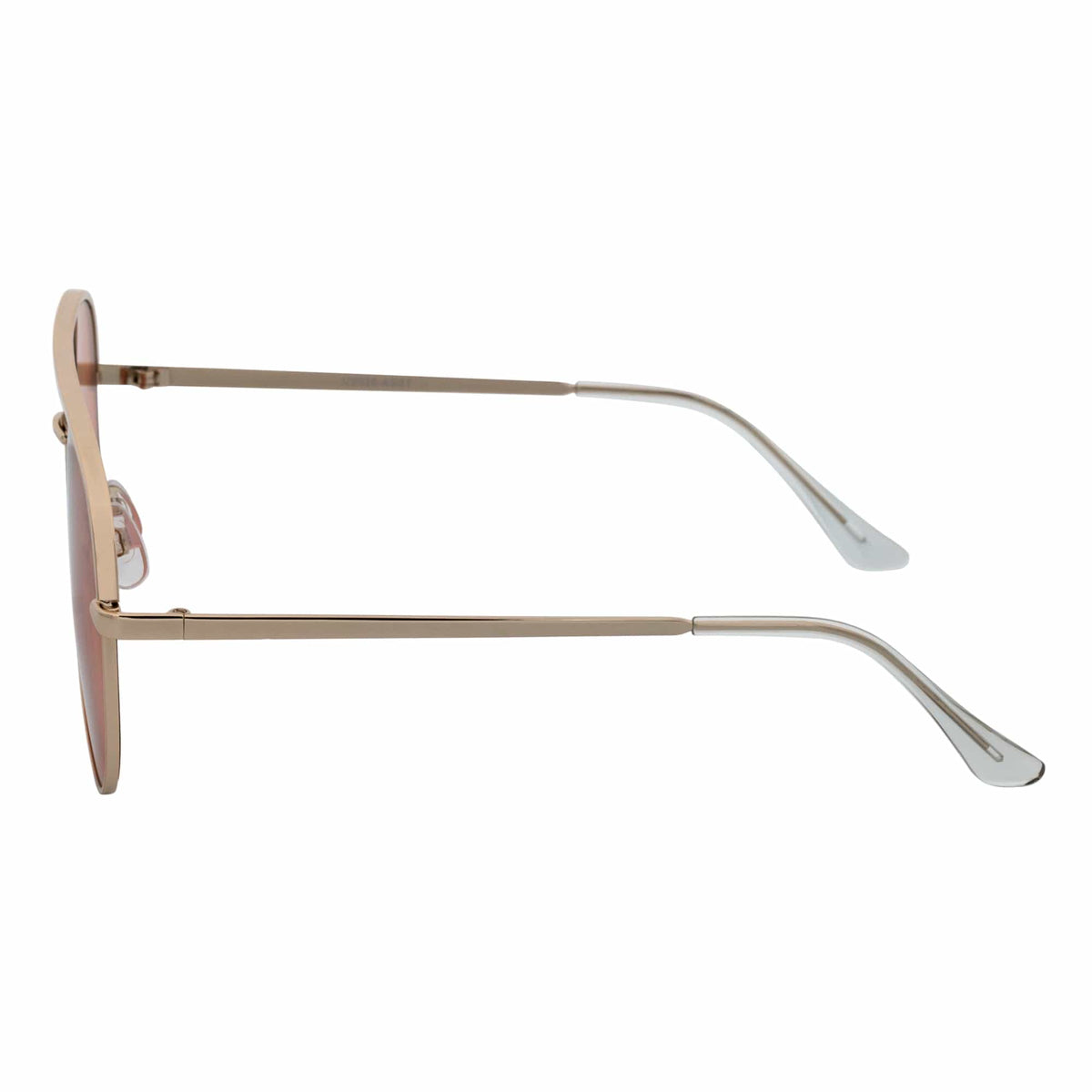 KEY - Oversize Large Flat Lens Metal Aviator Sunglasses Gold Peach Tint