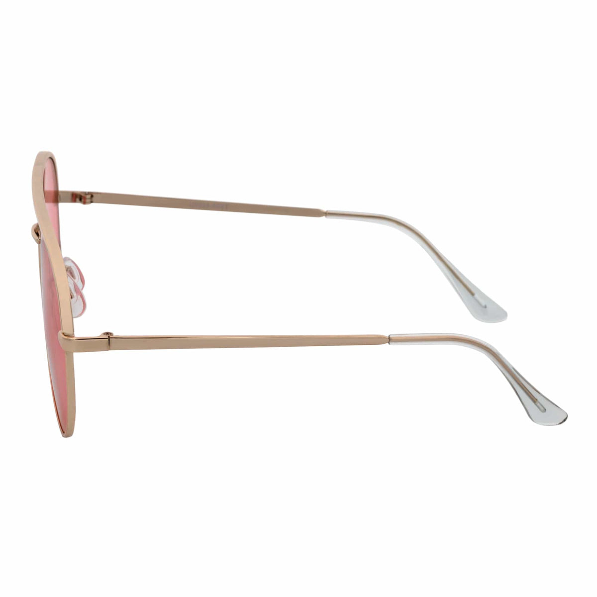 KEY - Oversize Large Flat Lens Metal Aviator Sunglasses Gold Pink Tint
