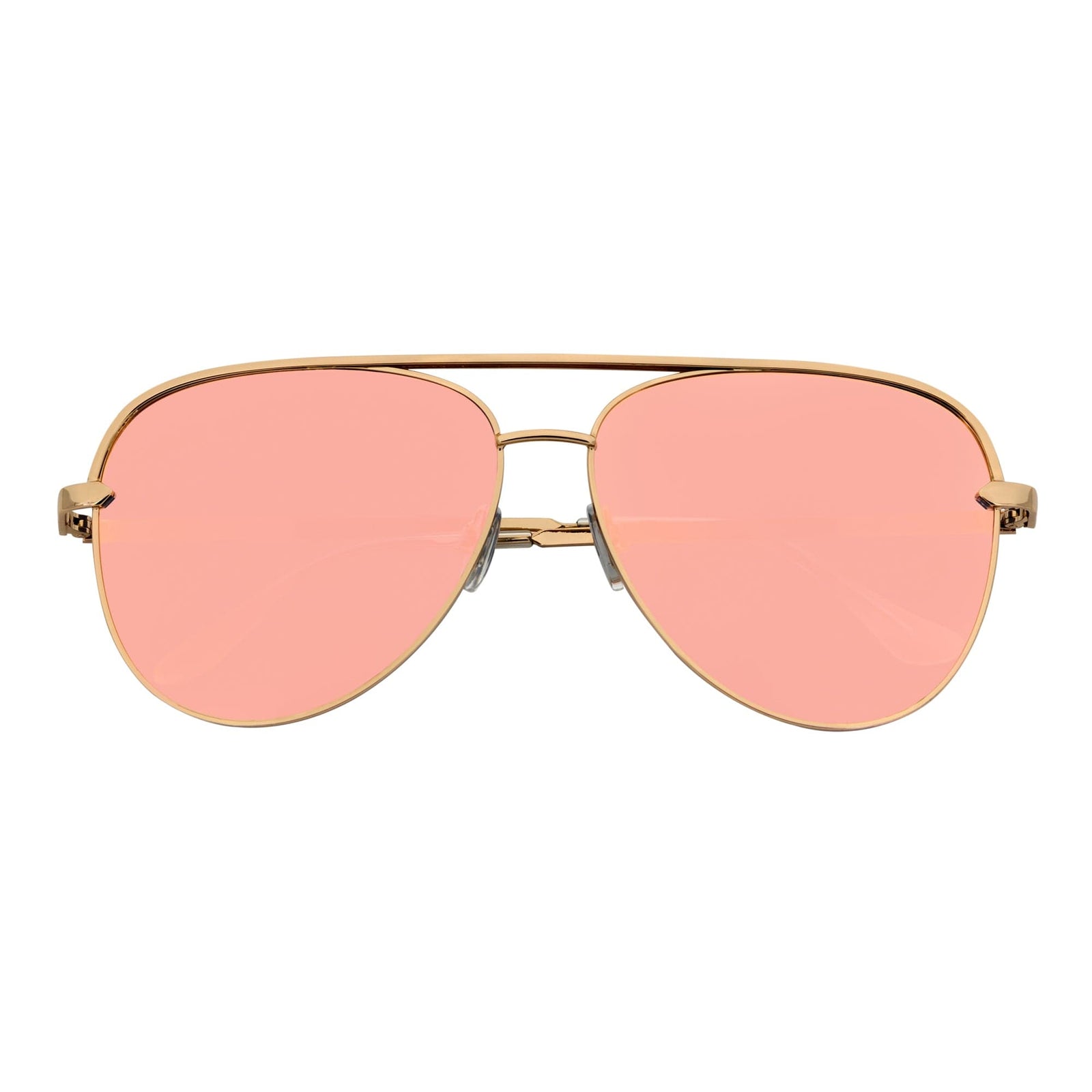 KEY - Oversize Large Flat Lens Metal Aviator Sunglasses Gold Rose Pink Mirror