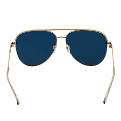 KEY - Oversize Large Flat Lens Metal Aviator Sunglasses Gold Rose Pink Mirror