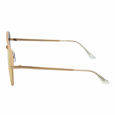 KEY - Oversize Large Flat Lens Metal Aviator Sunglasses Gold Rose Pink Mirror