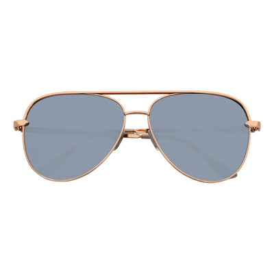 KEY - Oversize Large Flat Lens Metal Aviator Sunglasses Gold Silver Mirror