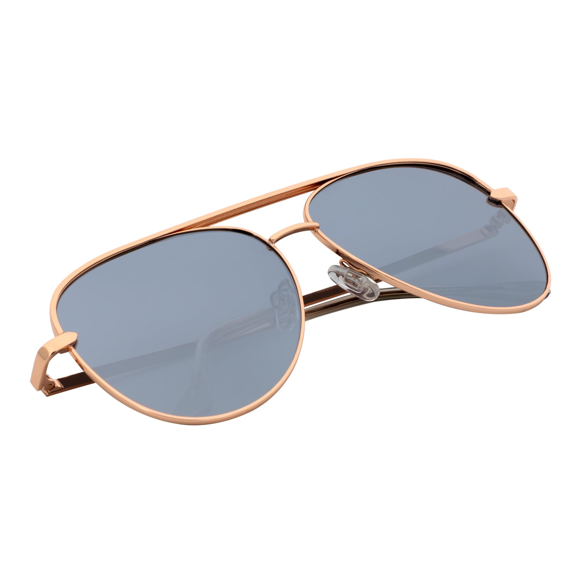 KEY - Oversize Large Flat Lens Metal Aviator Sunglasses Gold Silver Mirror