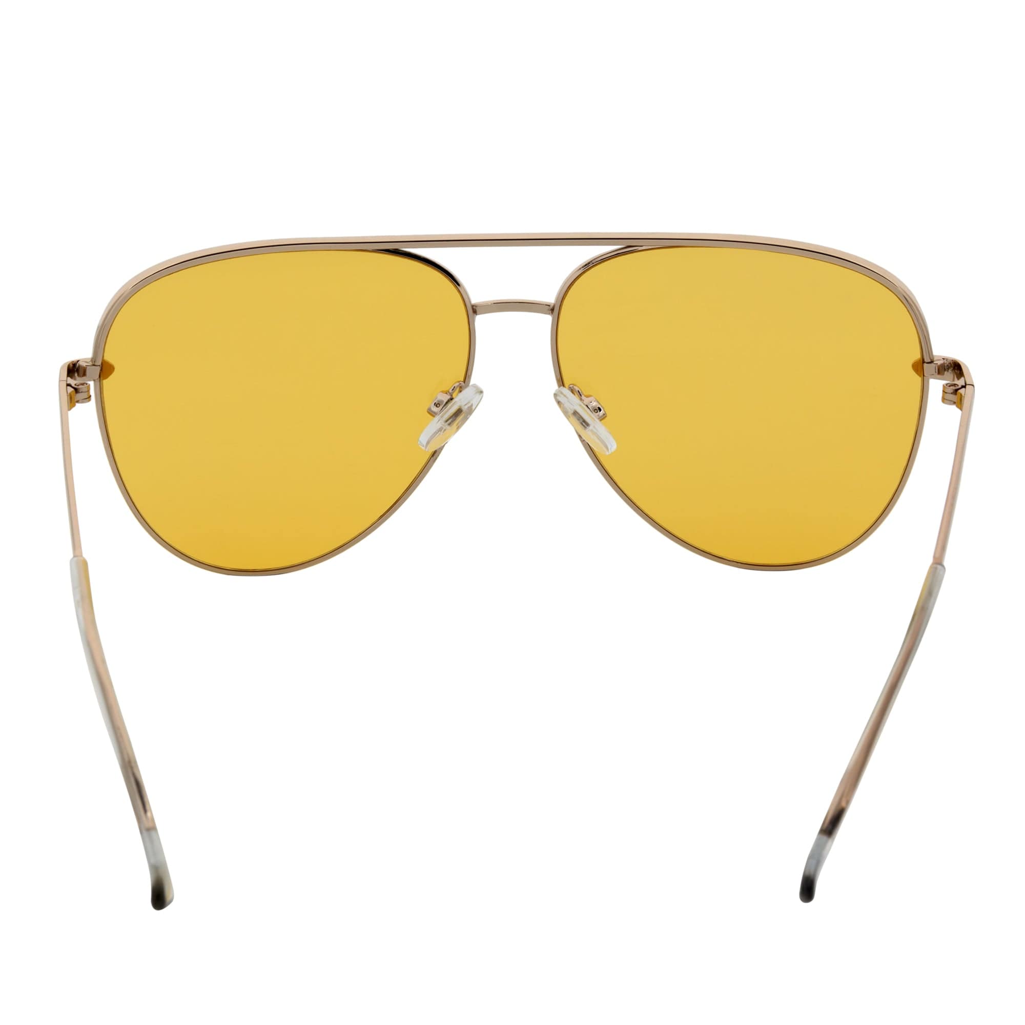 KEY - Oversize Large Flat Lens Metal Aviator Sunglasses Gold Yellow Lens