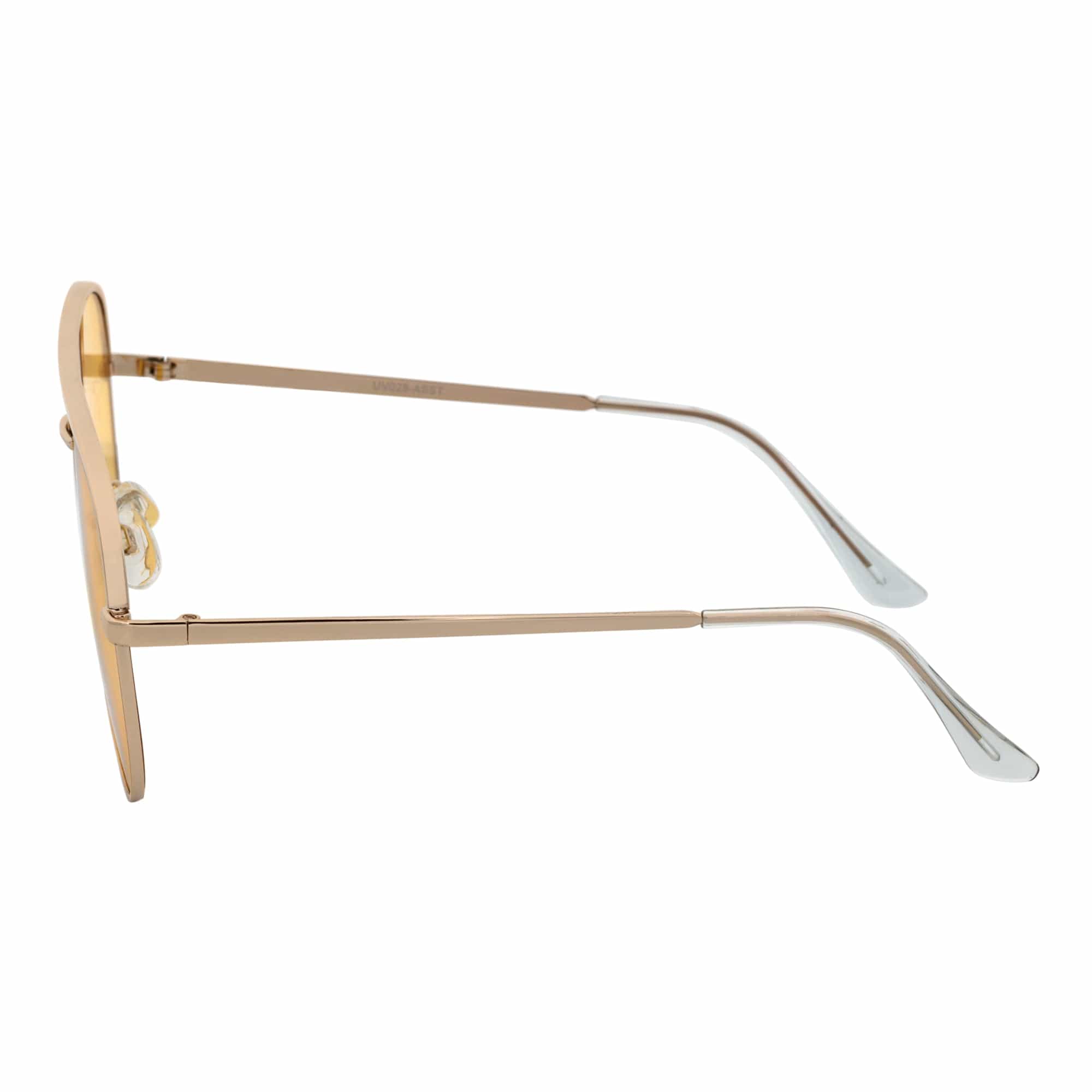 KEY - Oversize Large Flat Lens Metal Aviator Sunglasses Gold Yellow Lens