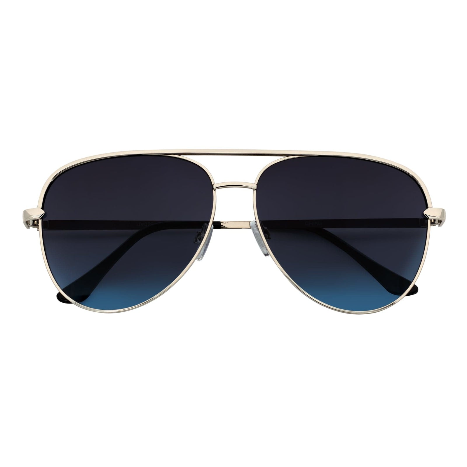 KEY - Oversize Flat Lens Metal Aviator Sunglasses Silver Lavender Blue