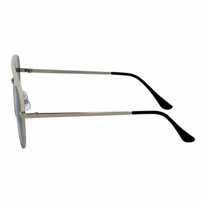 KEY - Oversize Flat Lens Metal Aviator Sunglasses Silver Lavender Blue