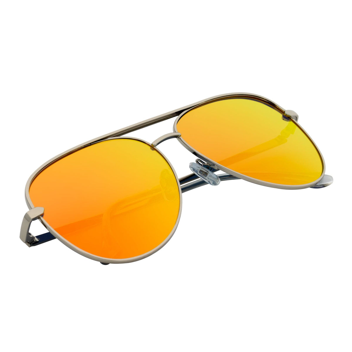 Morspecs Sunglasses KEY - Oversize Large Flat Lens Metal Aviator Sunglasses Silver Orange Mirror
