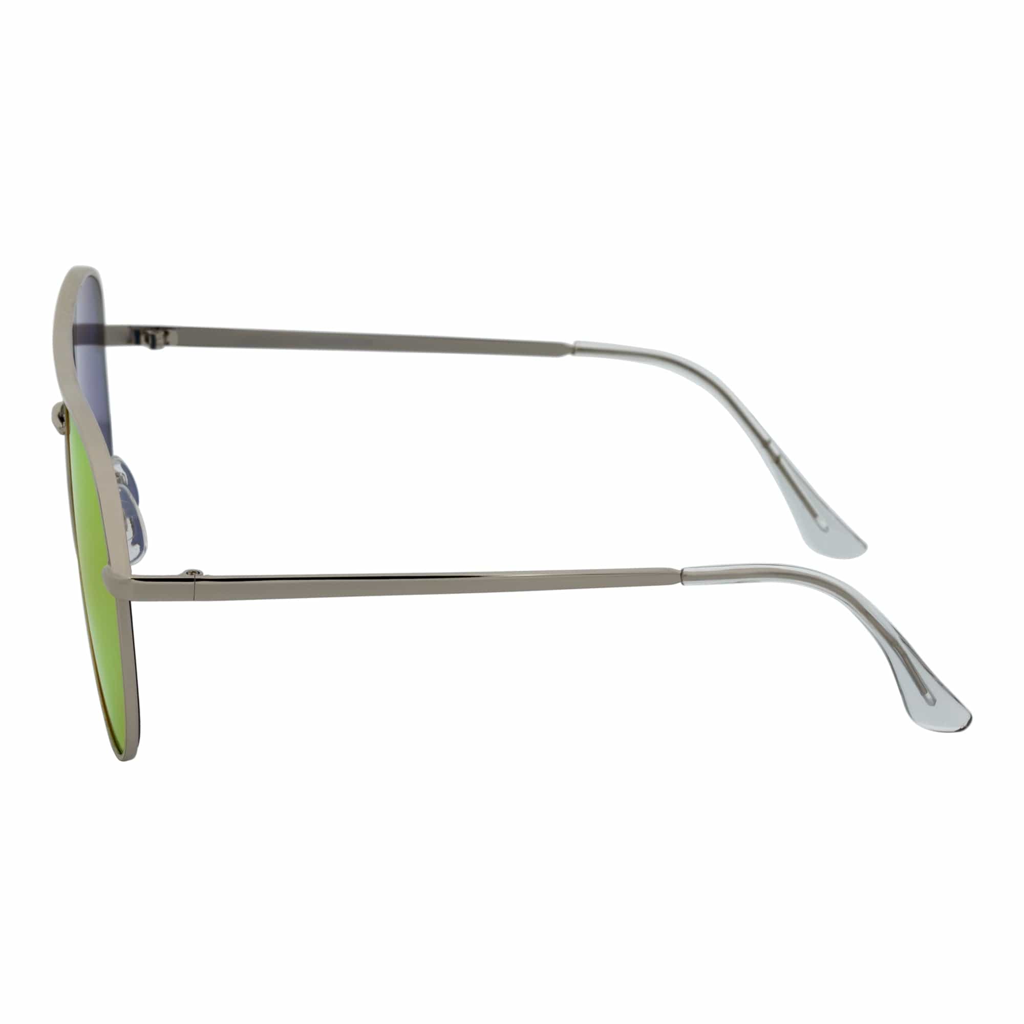 KEY - Oversize Large Flat Lens Metal Aviator Sunglasses Silver Orange Mirror - Morspecs M1040-12