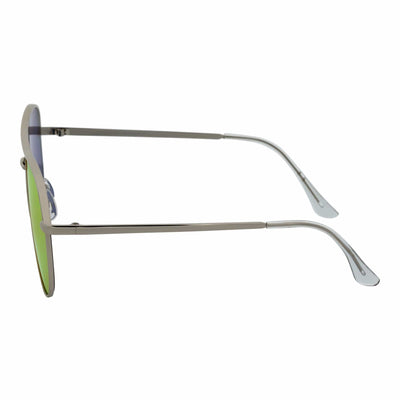 KEY - Oversize Large Flat Lens Metal Aviator Sunglasses Silver Orange Mirror - Morspecs M1040-12