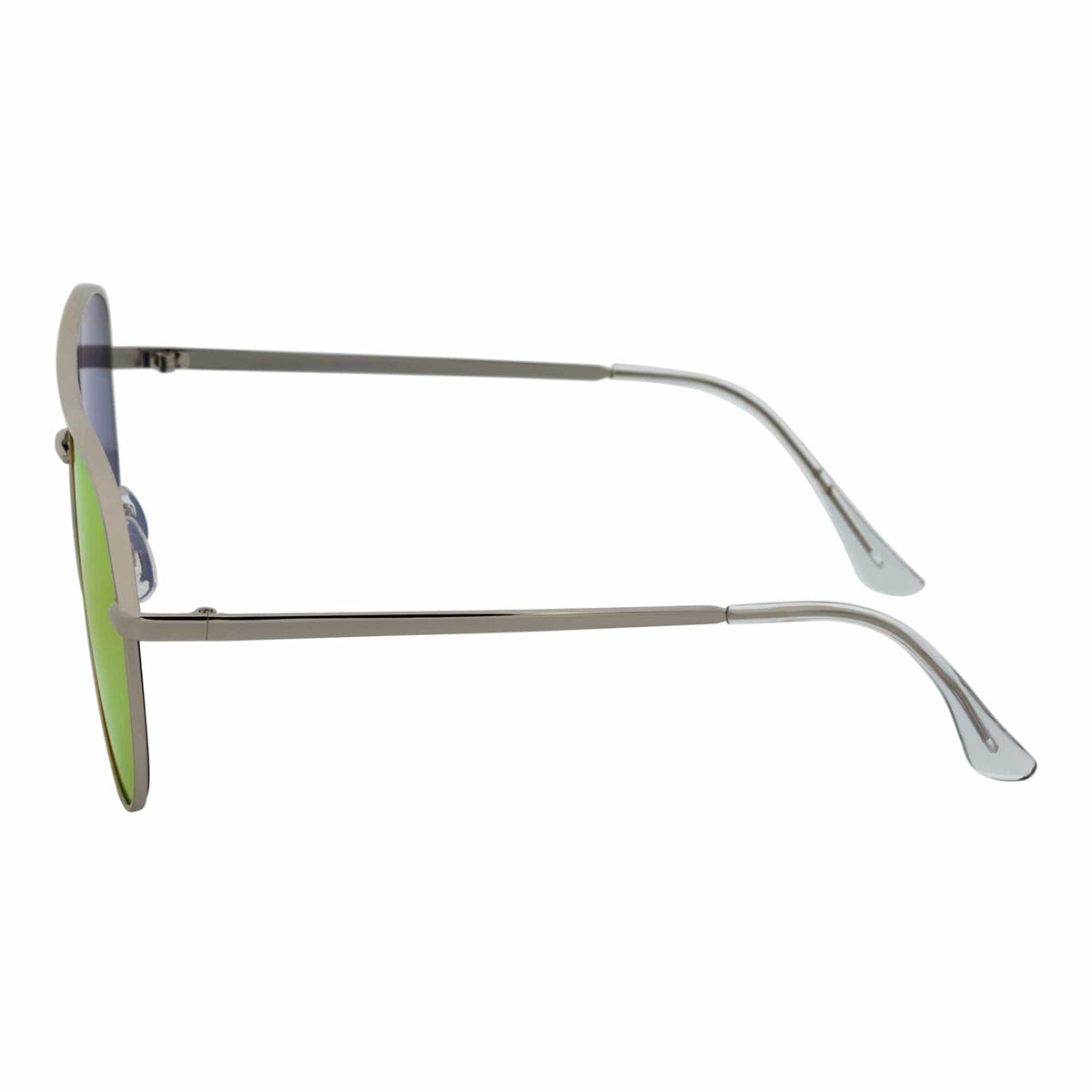 KEY - Oversize Large Flat Lens Metal Aviator Sunglasses Silver Orange Mirror - Morspecs M1040-12