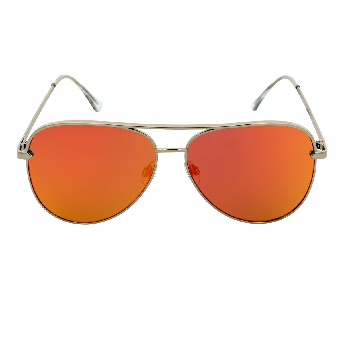 Morspecs Sunglasses KEY - Oversize Large Flat Lens Metal Aviator Sunglasses Silver Orange Mirror