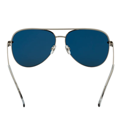 KEY - Oversize Large Flat Lens Metal Aviator Sunglasses Silver Orange Mirror - Morspecs M1040-12