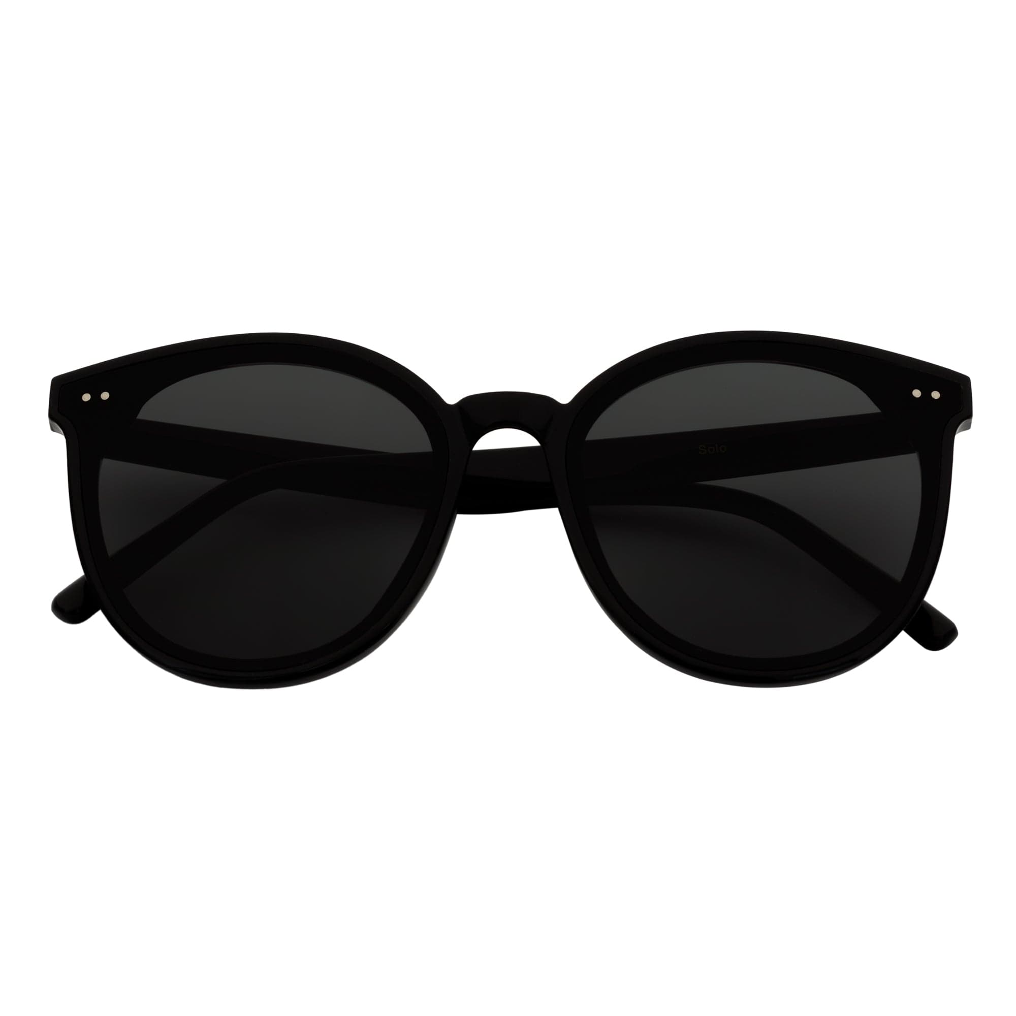 KYLEE - Polarized Womens Oversize 2 Pin Cat Eye Sunglasses Black Smoke