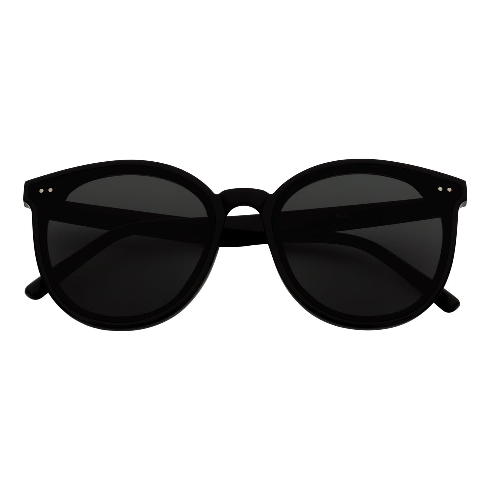 KYLEE - Polarized Womens Oversize 2 Pin Cat Eye Sunglasses Black Smoke