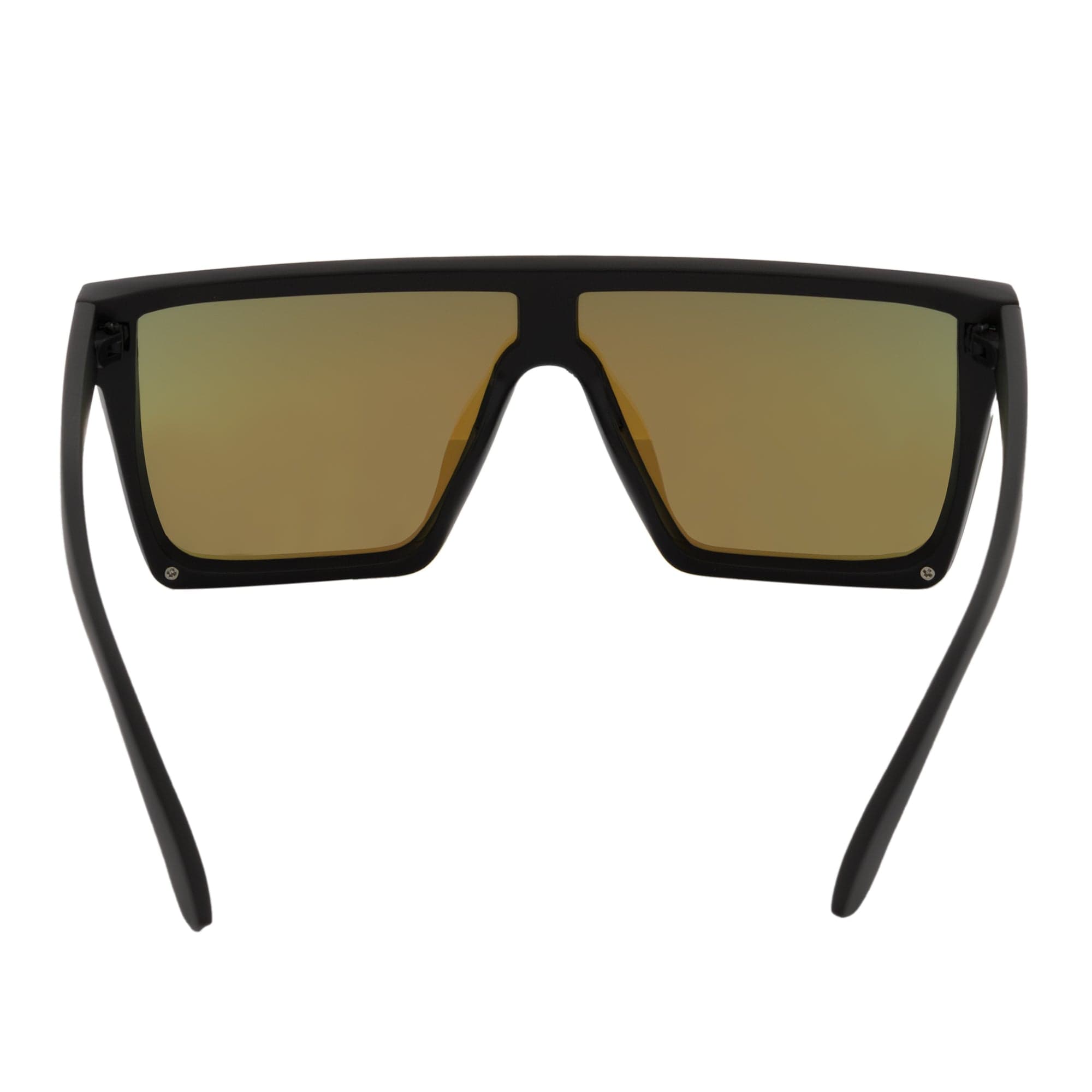LAZER - Modern Flat Top Rectangle Sunglasses Soft Matte Black Blue Mirror - MorspecsM1037-4