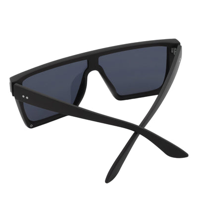 LAZER - Modern Flat Top Rimless Rectangle Sunglasses Soft Matte Black Dark Smoke