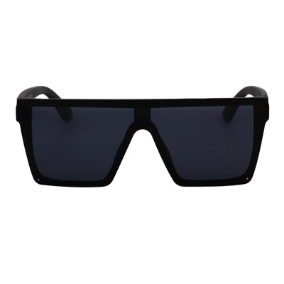 LAZER - Modern Flat Top Rimless Rectangle Sunglasses Soft Matte Black Dark Smoke