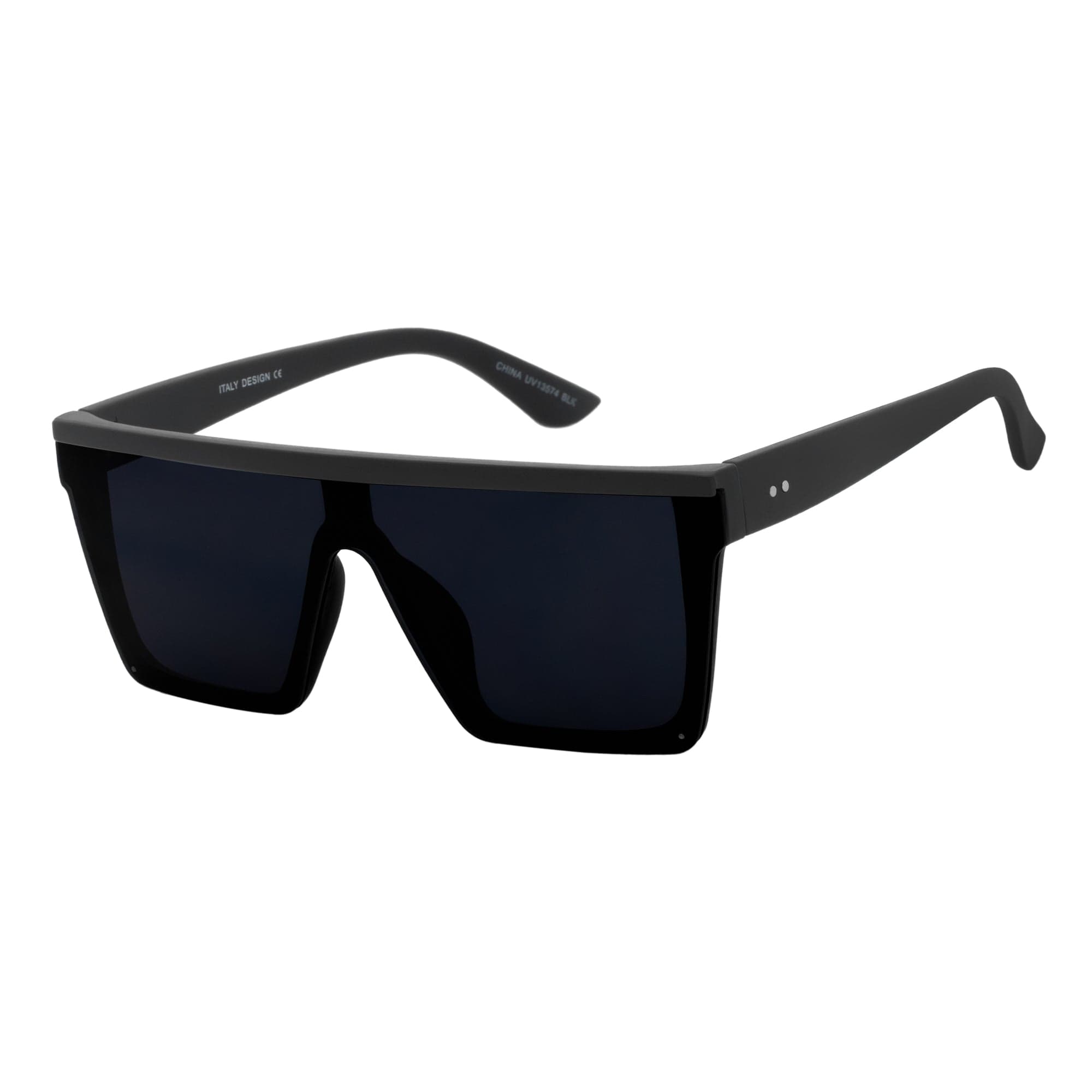 LAZER - Modern Flat Top Rimless Rectangle Sunglasses Soft Matte Black Dark Smoke
