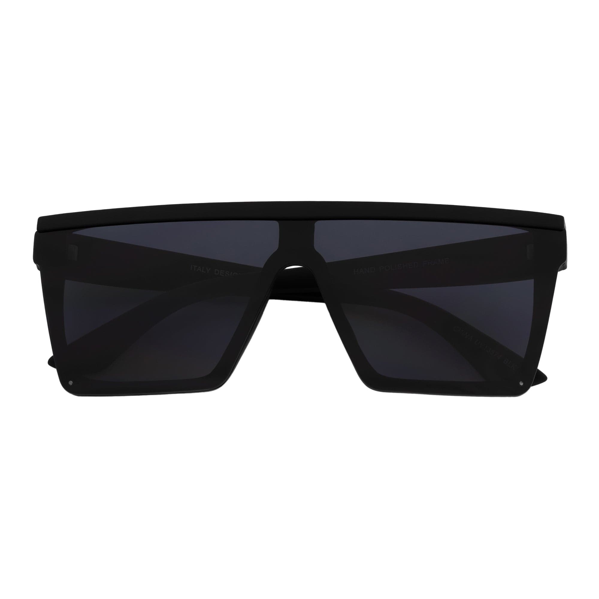 LAZER - Modern Flat Top Rimless Rectangle Sunglasses Soft Matte Black Dark Smoke