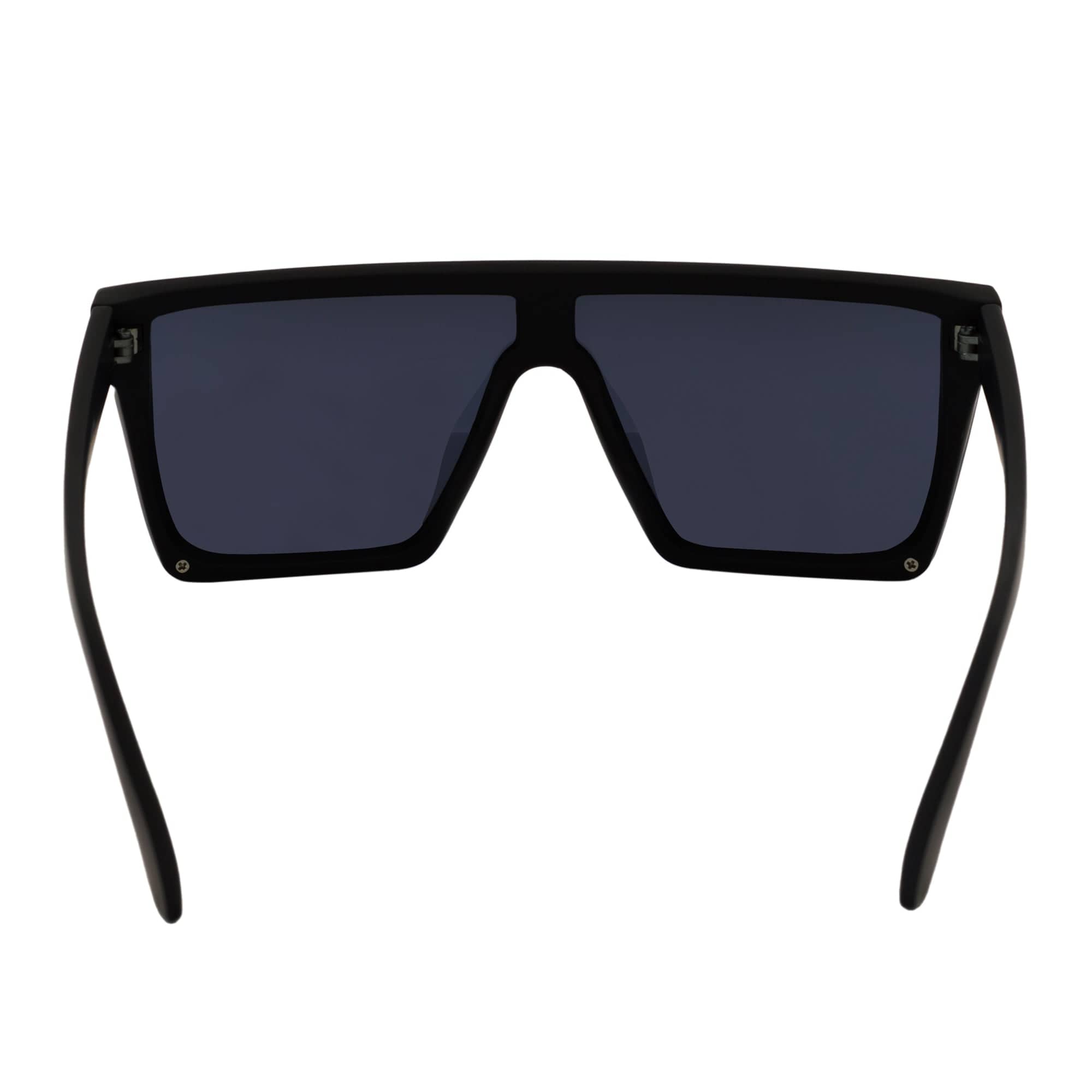 LAZER - Modern Flat Top Rimless Rectangle Sunglasses Soft Matte Black Dark Smoke